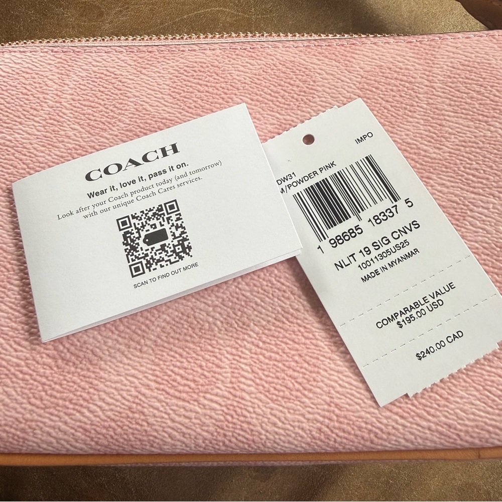 Coach Nolita 19 Wristlet Bag Signature Canvas Powder Pink CW426 NWT - Picture 10 of 10